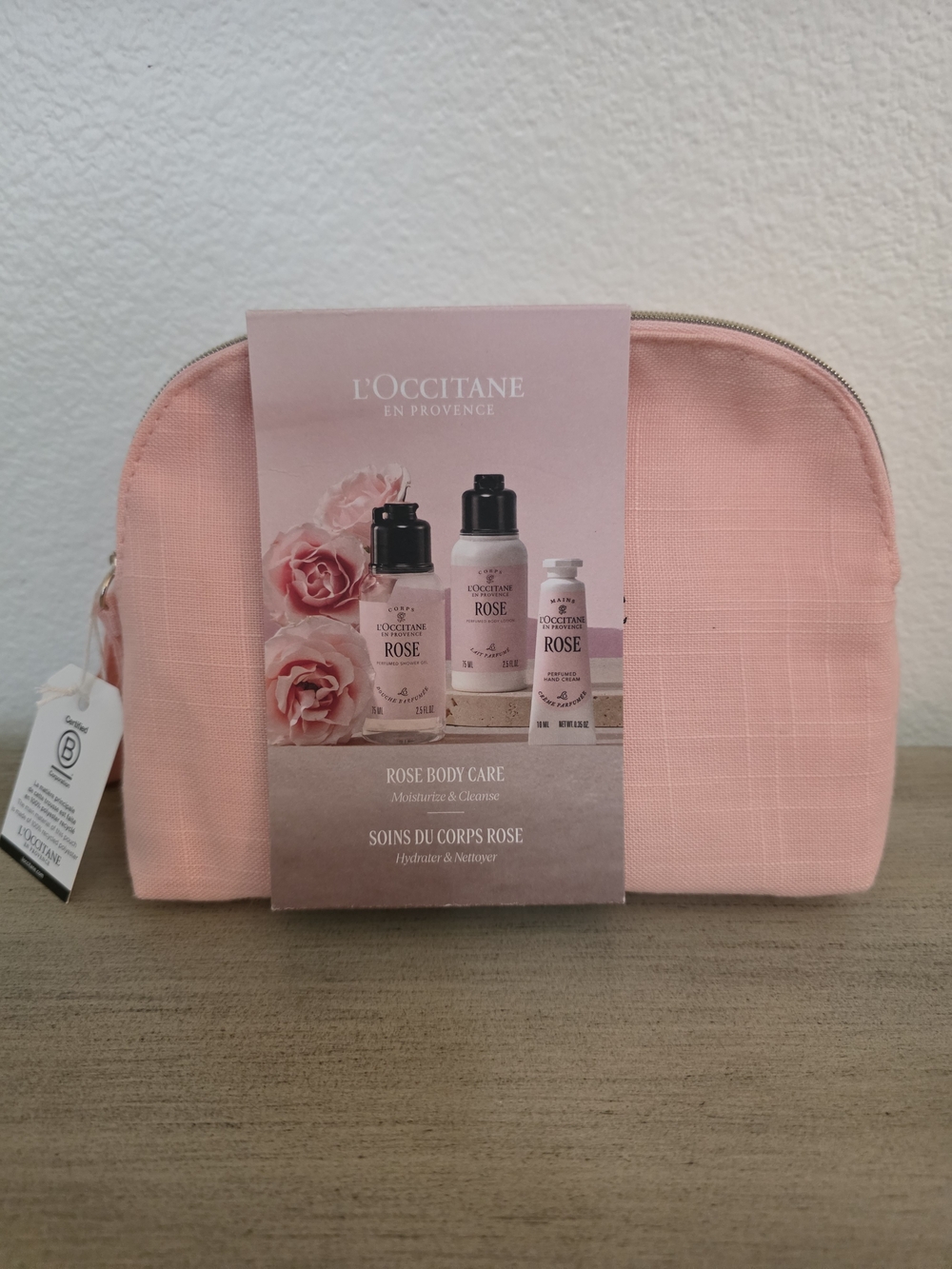 L'Occitane Pink Rose Travel Cosmetic Bag